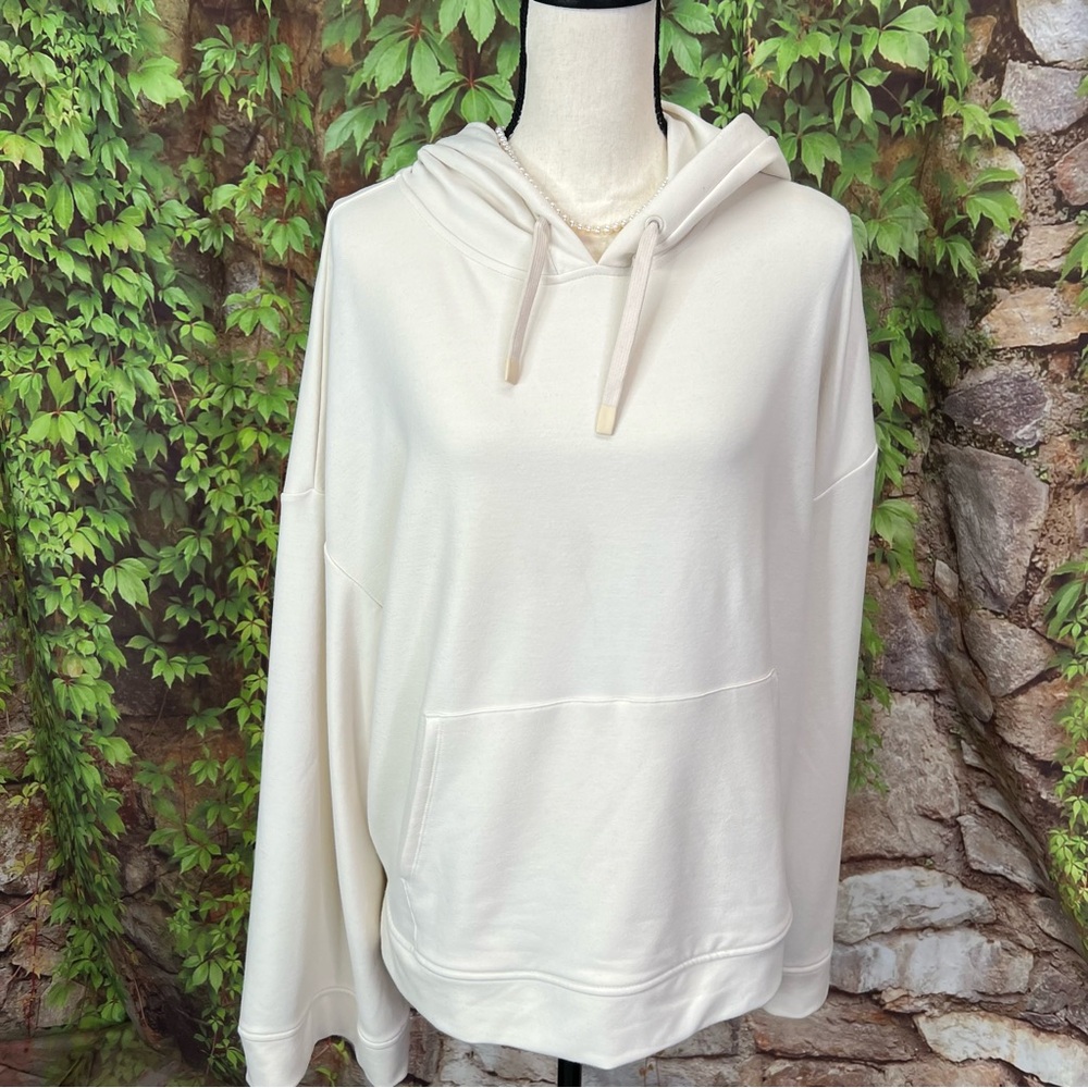 ALL IN MOTION Cream Ultra-Soft Wide Cuff Hooded Sweatshirt, XL - Picture 2 of 9